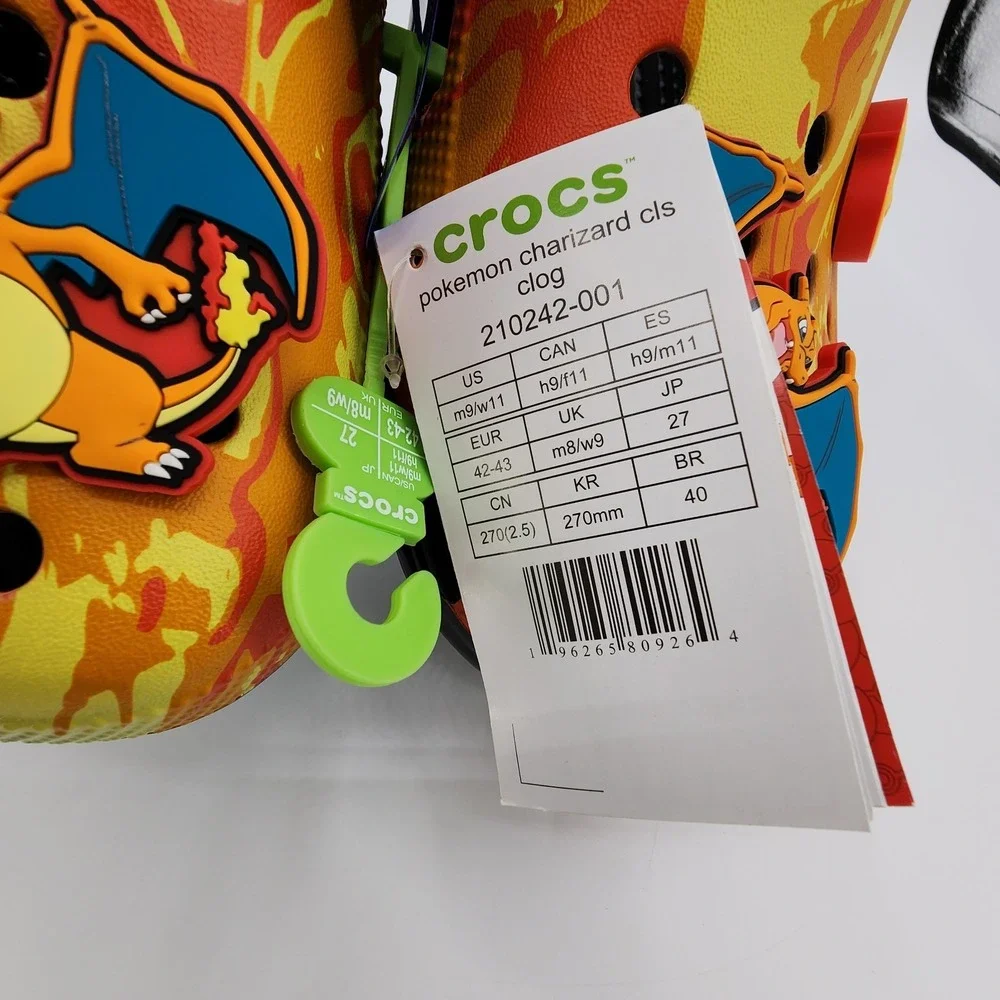 Crocs Pokemon Charizard Classic Clogs Mens 9 Womens 11 Orange‎ Black NEW in Box